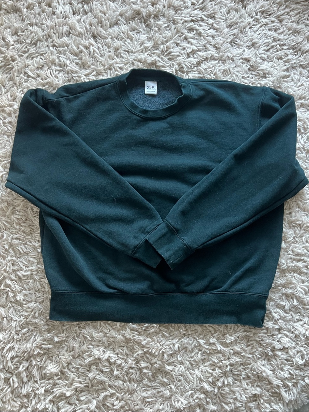 Zara Men Dark Green Crewneck Sweatshirt